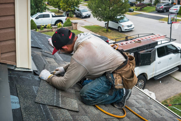 Professional Gutter Repair And Installation technician working in Woolwich, ME